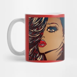 Brown Shades of Beauty Curly Girl Red Lips Mug